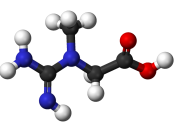 Ball and stick model of the creatine molecule.