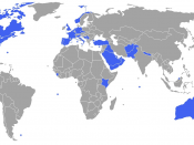 English: Countries in which British Armed Forces personnel are maintained are coloured in blue