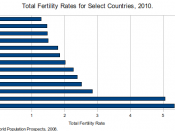 English: This is a bar chart showing the Total Fertility Rates for select countries (some low, some high) in 2010. The source is the UN World Population Prospects: 2008 Revision.