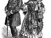 Punch cartoon, 1930: The character on the right represents a skeptical Britain becoming increasingly protectionist and dissatisfied with its Free Trade policies, as represented by the Micawber character to the left, during the Great Depression.