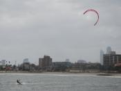 Kitesurfing at St Kilda in Port Phillip Bay, Australia