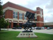 English: Photo of the Spirit Rider statue in front of historic Gallagher-Iba Arena at Oklahoma State University, Stillwater, Oklahoma, USA