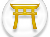 Symbol of Shintoism, white and golden version.