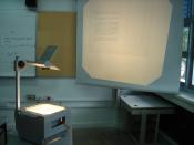 Overhead projector, used during lessons in a classroom.