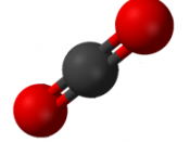 ball-and-stick model of CO2: carbon dioxide