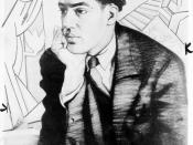 English: Langston Hughes, half-length portrait, seated, facing right, with right hand under chin.