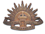 English: Australian Army Rising Sun hat badge used between 1904 and 1949. Public domain.