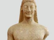 A Kouros, from the Archaic period. Archaeological Museum of Thebes, Greece.