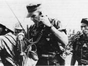 USMC Captain Franklin P. Eller, advisor to the 4th Vietnamese Marine Battalion, coordinates with other American-advised units operating nearby during the Tet Offensive