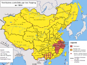Extent of the Taiping Rebellion (French). 中文: 紅色為太平天國的勢力範圍 （法文）