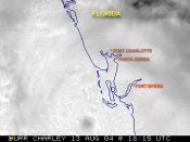 An animation of Hurricane Charley making landfall on the west coast of Florida on August 13, 2004.