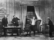 The magistrate arrives at his court: photograph of the 1917 musical version, called The Boy.