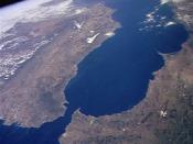 The Strait of Gibraltar (North is to the left: Spain is on the left and Morocco on the right.)