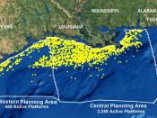 Map of the northern Gulf of Mexico showing the nearly 4,000 active oil and gas platforms.
