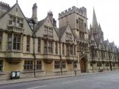 English: Brasenose College as it fronts onto the High Street, with St Mary's in the background.