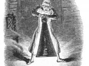 Scrooge extinguishes the Ghost of Christmas Past. Original 1843 illustration by John Leech