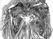 English: Miss Havisham, in art by Harry Furniss from the library edition of Charles Dickens's Great Expectations.