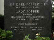 Grave of Sir Karl Raimund Popper in Vienna 13 Lainz buried in the cemetery next to the ORF Center Küniglberg. Inscription: 