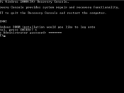 English: Screenshot of the Recovery Console of Windows 2000.