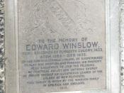 English: The Winslow boy! One of the inscribed tablets, commemorating individual Pilgrim Fathers, that adorn the Mayflower tower.
