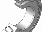 Kegelrollenlager, mit Blechkaefig aus Stahl, zerlegbar, 120°Schnitt, Hinweis: Innenaufbau des Lagers (insbesondere des Kaefigs) variiert je nach Hersteller und Baugroesse rolling contact bearings