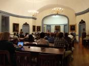 English: Dialectic and Philanthropic Societies debate at UNC in the New West building