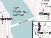 English: A map showing the location of the Manette Bridge.
