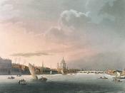 A view of the City of London from upriver (in the direction of Westminster Bridge) in 1808, which shows the sight of 