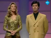 Gerry Ryan (right) co-presented Eurovision Song Contest 1994 alongside Cynthia Ní Mhurchú, one of the highlights of his television career.