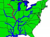 The inland and intercoastal waterways, with the Upper Mississippi highlighted in red.