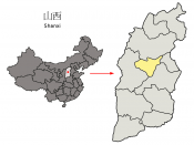 Location of Taiyuan Prefecture (yellow) within Shanxi Province of China Map drawn in december 2007 using various sources, mainly : Shanxi Province administrative regions GIS data: 1:1M, County level, 1990 Shanxi Counties map from www.hua2.com