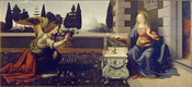 Annunciation (1475–1480)—Uffizi, is thought to be Leonardo's earliest complete work.