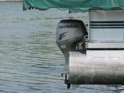 Honda Outboard motor on a pontoon boat