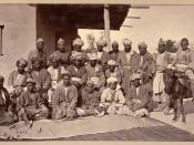 Besudi Hazara chieftains, taken by John Burke in 1879–80, possibly at Kabul, Afghanistan.
