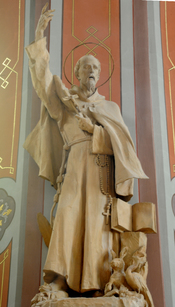 Saint Francis in the Parish church of St. Ulrich in Gröden - Ortisei. Sculpture in wood by Johann Baptist Moroder-Lusenberg 1910