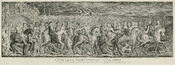 The Canterbury Pilgrims Copper engraving printed on paper. Approximately 1 × 3 ft. Multiple impressions in various collections; this impression is owned by The McCormick Library of Special Collections at Northwestern University, Illinois (USA).