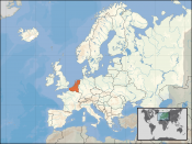 De ligging van Heel-Nederland in Europa.