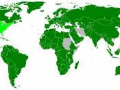 Parties to the Convention on the Elimination of All Forms of Discrimination Against Women, from the OHCHR. Parties in dark green, countries which have signed but not ratified in light green, non-members in grey.