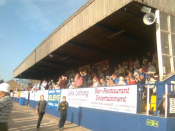 English: The Main Stand at Lowestoft Town's Crown Meadow during the FA Cup Match Vs. Boston United. Location 52.480782,1.747821