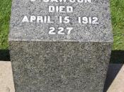 Gravestone of Joseph Dawson, member of the crew of the RMS Titanic. He died in the Titanic disaster on April 15, 1912 when the Titanic sunk into the Atlantic Ocean. many fans of the movie Titanic think that this gravestone belongs to Jack Dawson, who was 