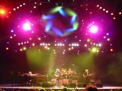 This is one of my favorite pictures I've taken. Phish performing at the Gorge on July 13, 2003. Left to right: Page McConnell, Trey Anastasio, Jon Fishman, Mike Gordon. Visual effects by Chris Kuroda.
