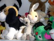 Different types of stuffed toys