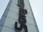 The Sony Ericsson sign at the vattentornet campus in Lund, Sweden.