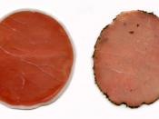 Lean meats can contribute to a healthy diet. Pictured left: Lachsschinken (smoked lean ham), right: Lachsfleisch (graved lean ham).
