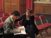 English: Caroline Lucas MEP being interviewed in the Oxford Town Hall.