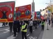 Trade Union banners at May Day rally 2013 in Dublin
