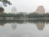The General Post Office and Reserve Bank of India building from across Lal Dighi in B.B.D.Bagh, Calcutta