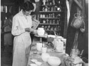 English: Nell Holden, Australian potter, in her studio, approx. 1930