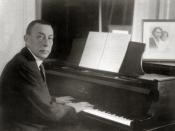 Sergei Rachmaninoff at a Steinway grand piano.