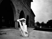 The Agassiz statue, Stanford University, California. April 1906. San Francisco earthquake of 1906
